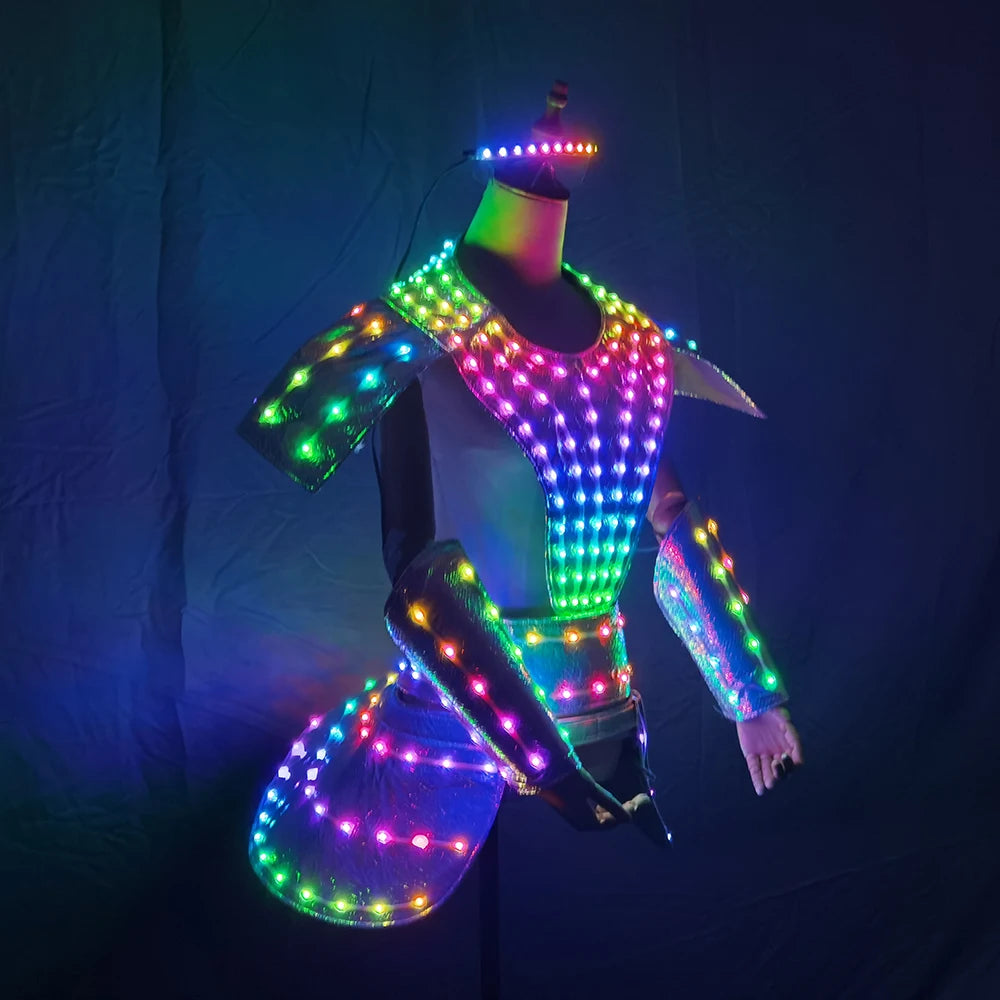 LED Dress for Women Future Technology Cosplay Costume With Sexy Silver Laser