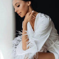 White silk lace robe