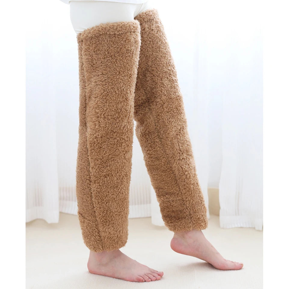 Winter fuzzy knee high warm stockings women