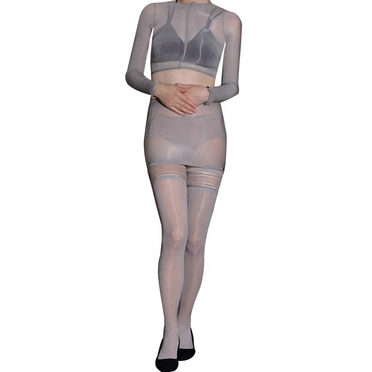 3-piece sheer clubwear lingerie set women
