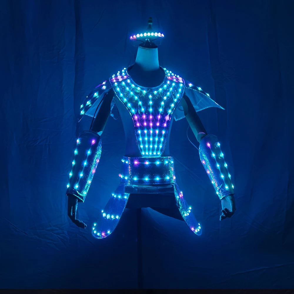 LED Dress for Women Future Technology Cosplay Costume With Sexy Silver Laser