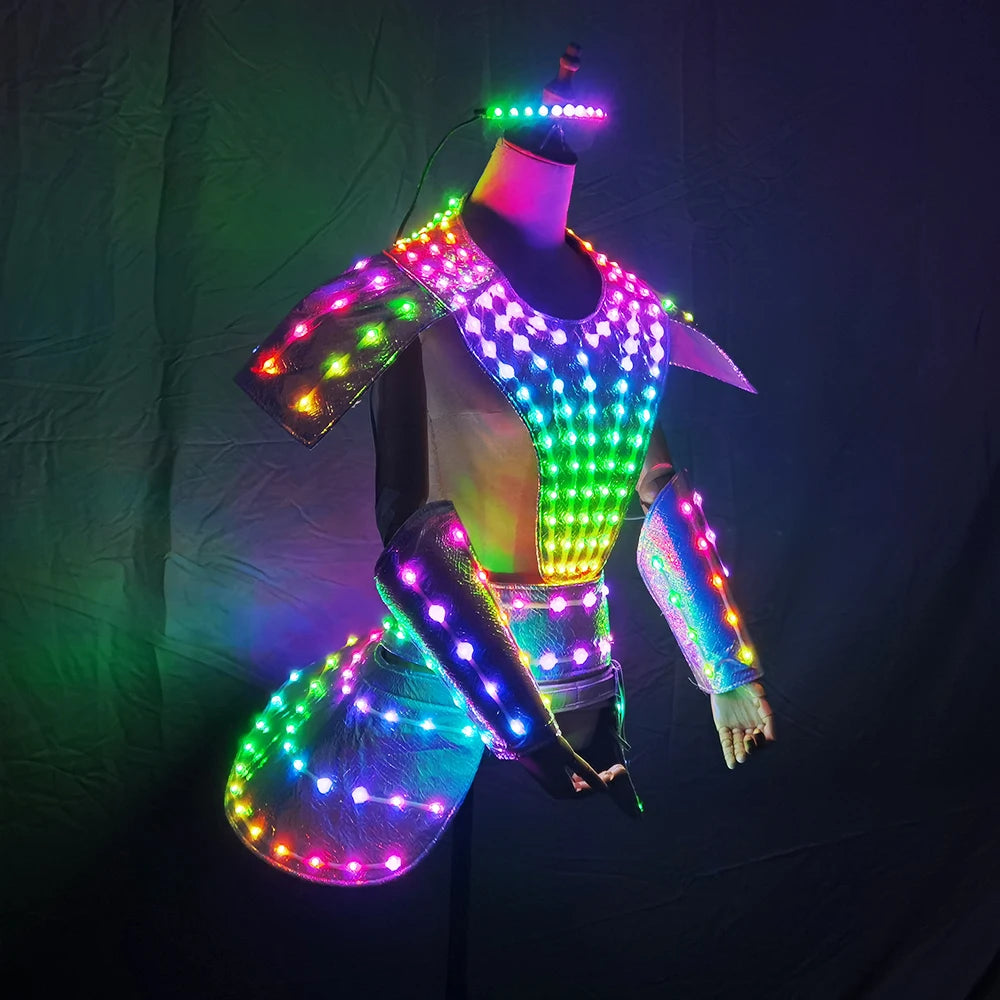 LED Dress for Women Future Technology Cosplay Costume With Sexy Silver Laser