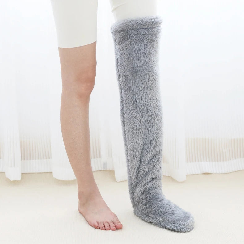 Winter fuzzy knee high warm stockings women